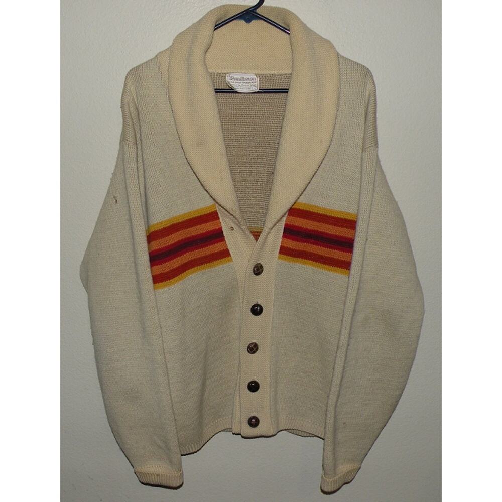 Vtg Pendleton High Grade Western Wear Mens Shawl Collar Cardigan Aztec Issues
